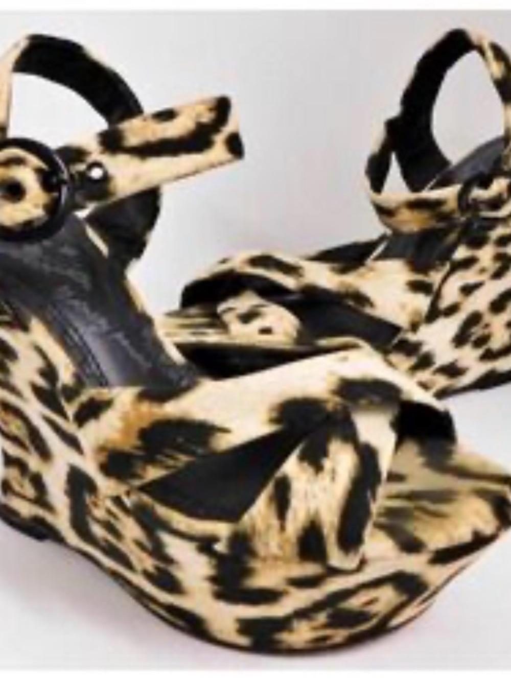 Alice + Olivia Leopard Print Wedge Platform Heels Sz 41